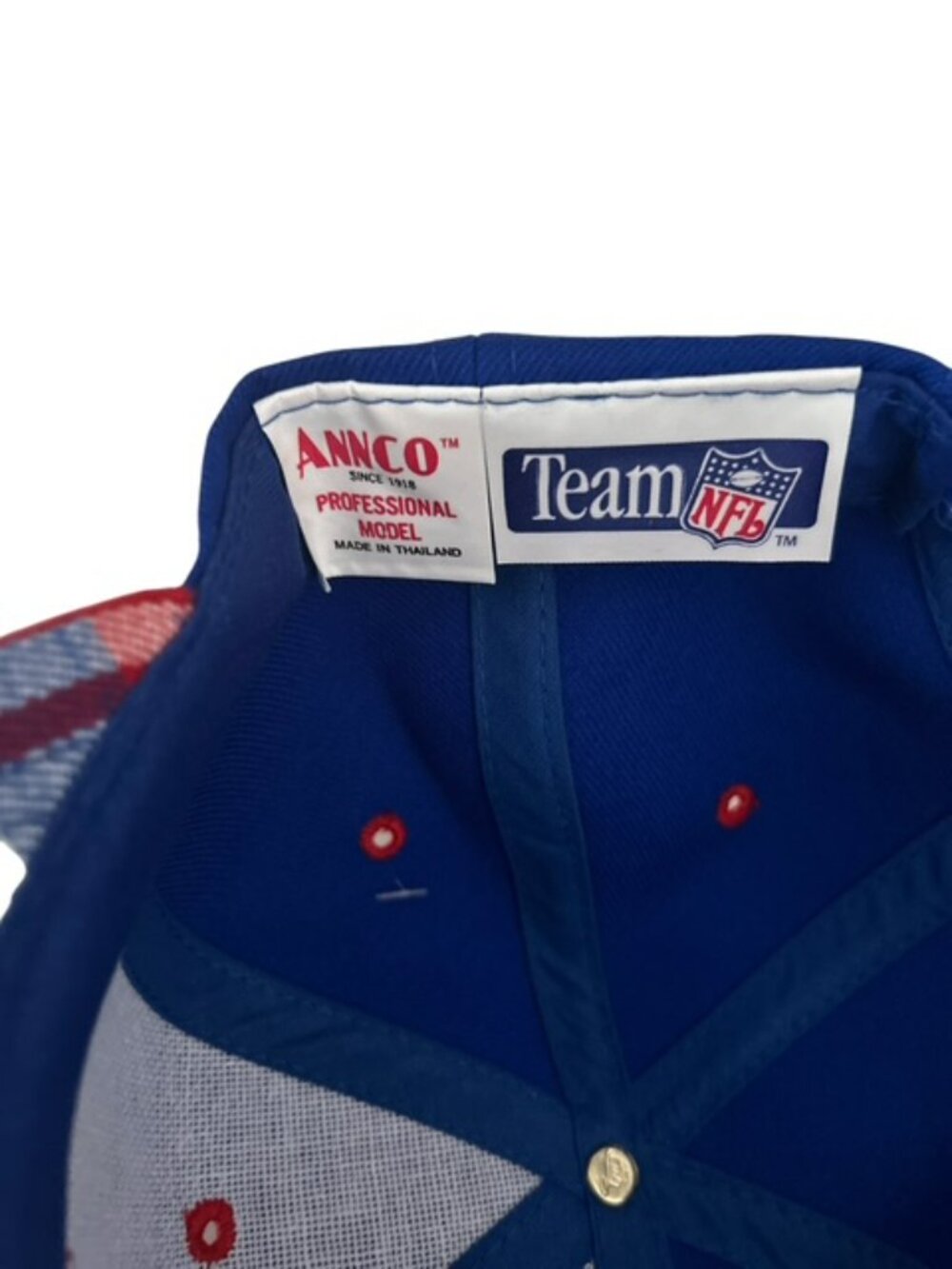 Vintage New York Giants NFL Annco Otto 90s Snapback Trucker Hat Cap Plaid Bill - Picture 6 of 8